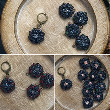 Black Dahlia | Wednesday Collection | Polymer Clay Stitch Markers |