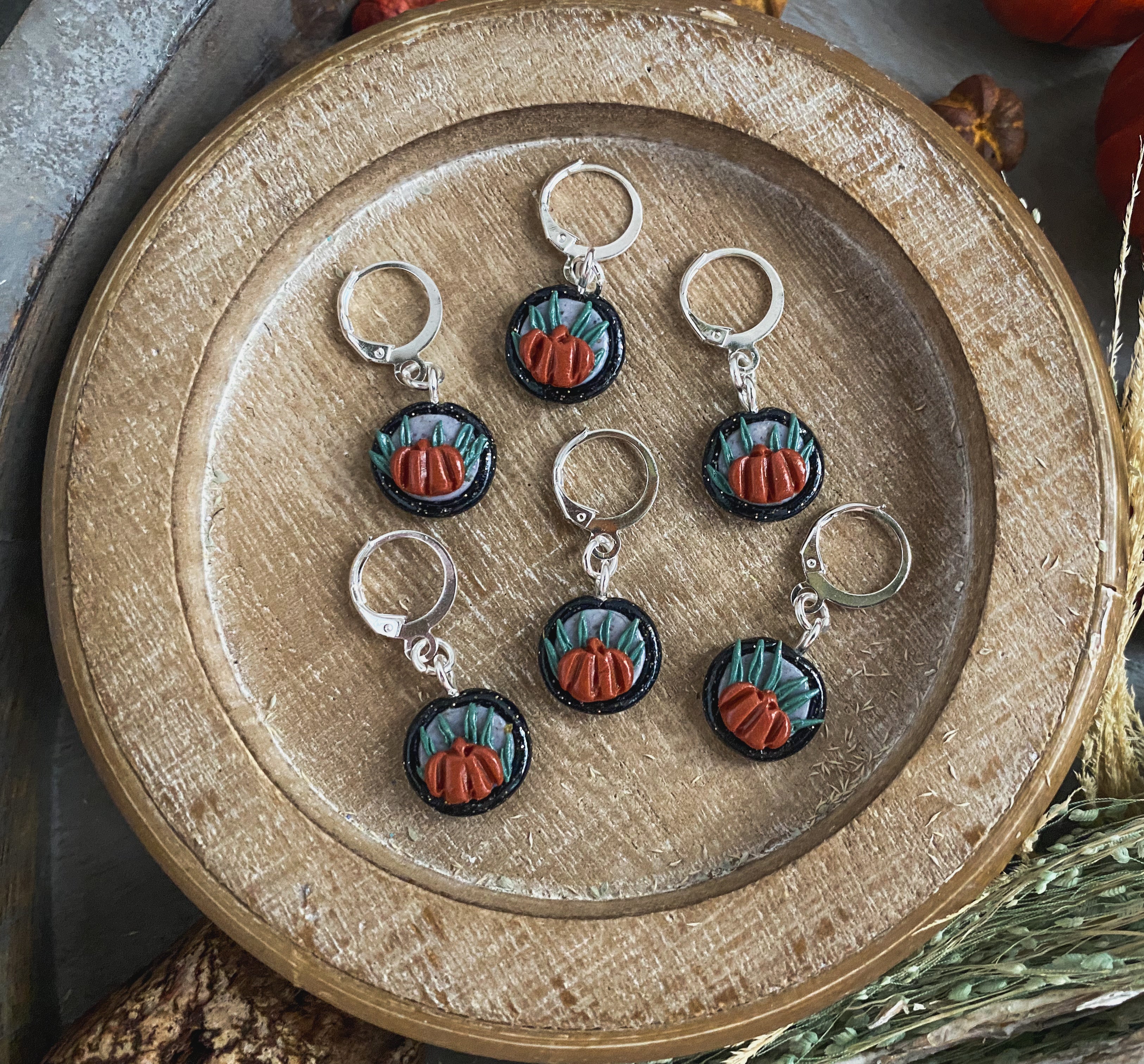 Autumn Cameo Markers | Polymer Clay Stitch Markers | – Dragon