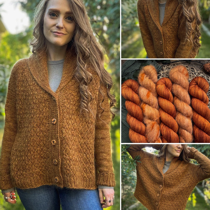 Winter Court Cardi Kit | DK + Mohair Version | Rustic Pumpkins