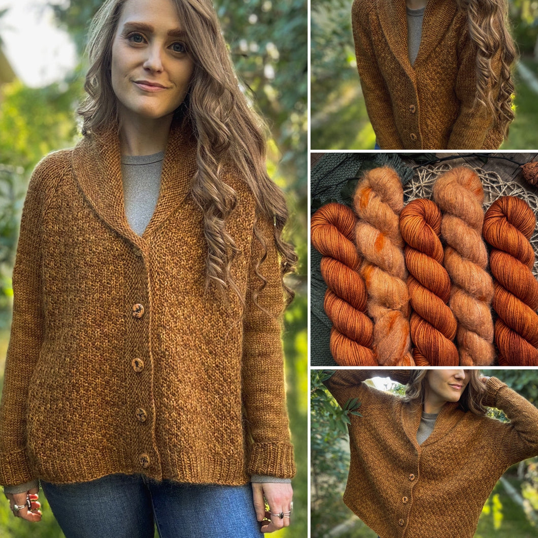 Winter Court Cardi Kit | DK + Mohair Version | Rustic Pumpkins