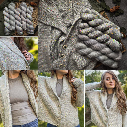 Winter Court Cardi Kit | Fantasy Neon Tweed DK + Suri Lace Version | Tombstone