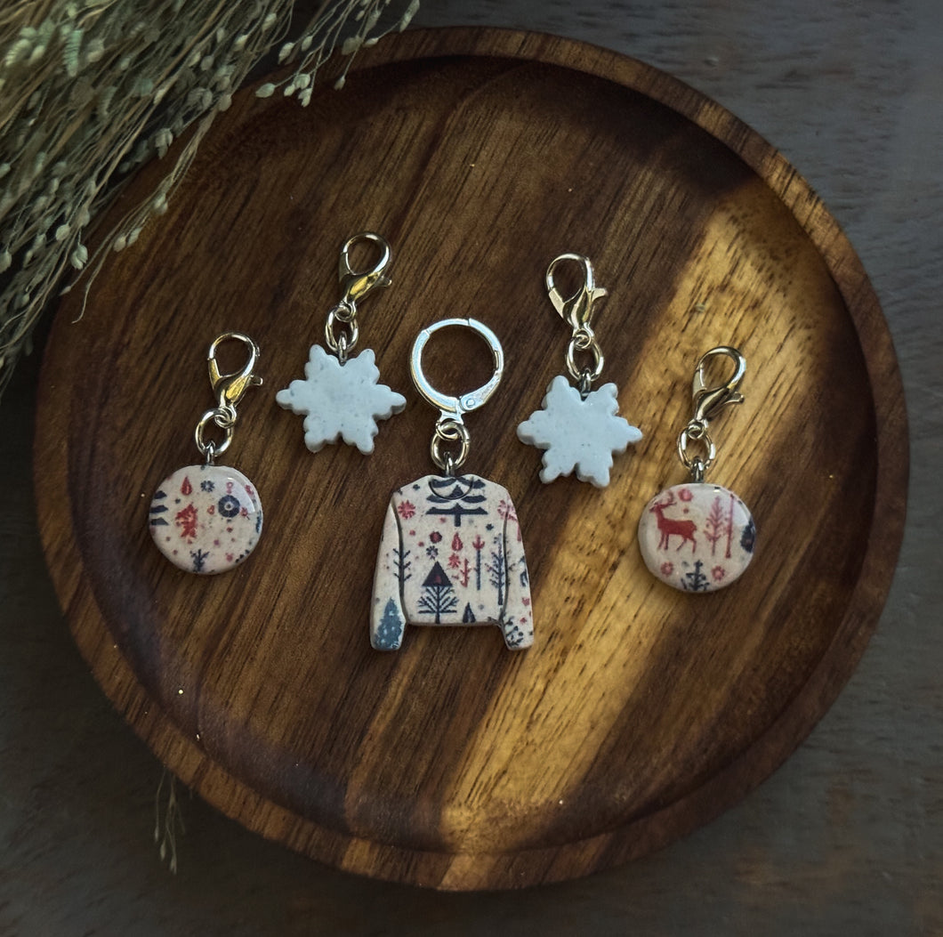 Holiday Charm Sets | Polymer Clay Stitch Markers |
