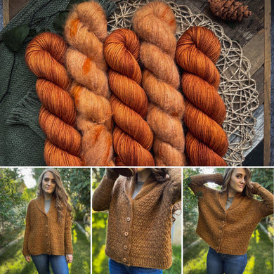 Winter Court Cardi Kit | DK + Suri Lace Version | Rustic Pumpkins