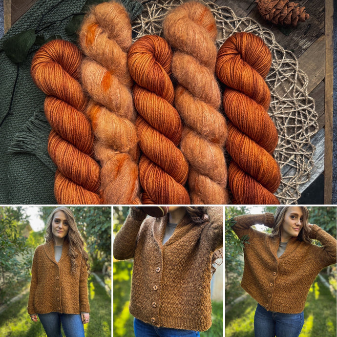Winter Court Cardi Kit | DK + Suri Lace Version | Rustic Pumpkins