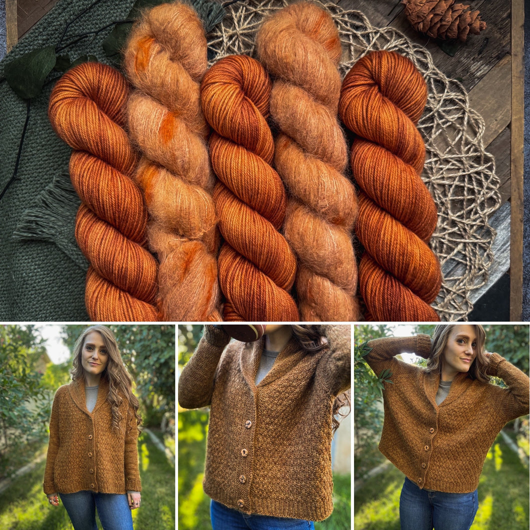Winter Court Cardi Kit | DK + Suri Lace Version | Rustic Pumpkins