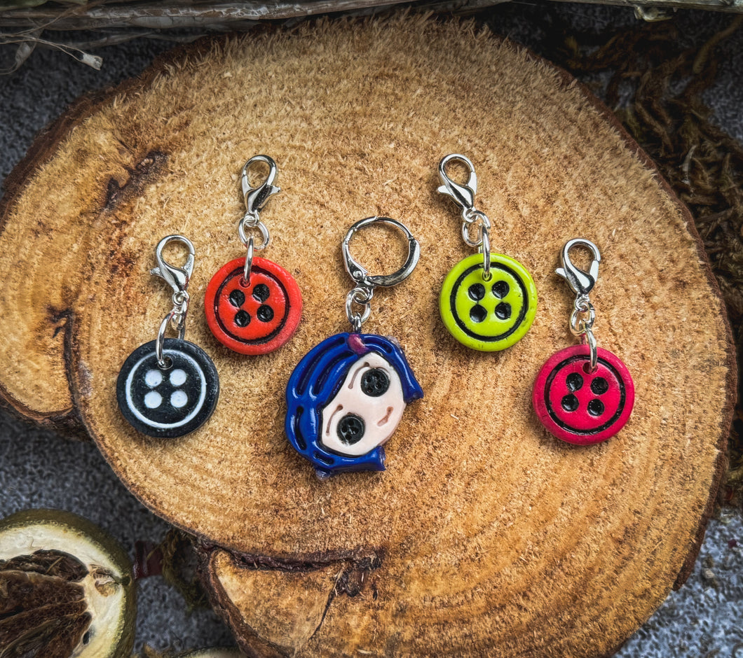 The Other Coraline Set | Polymer Clay Stitch Markers |