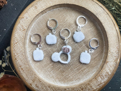 Autumn Mickey Ears Sets  | Delicate Granite | Polymer Clay Stitch Markers |
