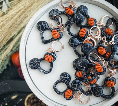 Mickey Ears | Pumpkin King | Polymer Clay Stitch Markers |