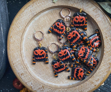 Pumpkin King Sweater | Polymer Clay Stitch Markers |