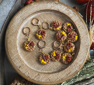Autumn Markers | Cinnamon Pumpkin Waffles | Polymer Clay Stitch Markers |