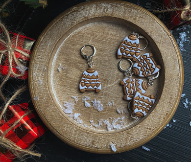 Colorwork Gingerbread Sweater | Polymer Clay Stitch Markers |