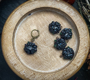 Black Dahlia | Wednesday Collection | Polymer Clay Stitch Markers |