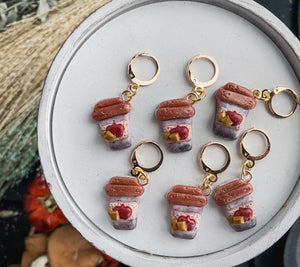 Autumn Charm | Caramel Apple Spice Venti | Polymer Clay Stitch Markers |