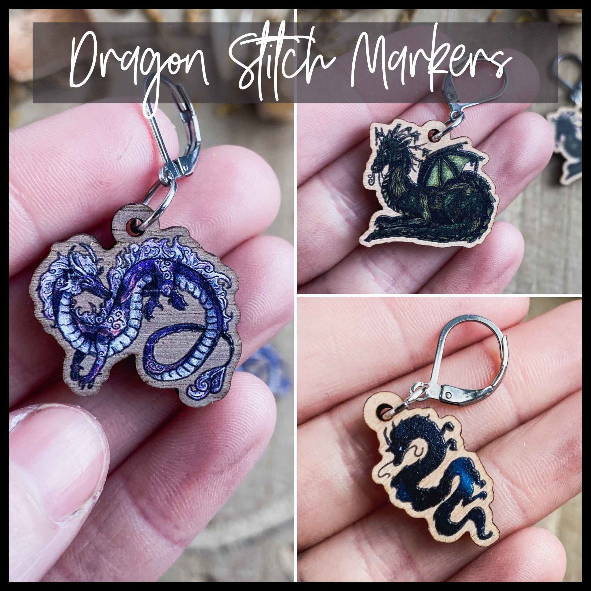 Dragon Stitch Markers  Wood Charm – Dragon Hoard Yarn