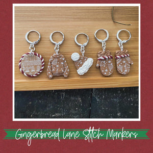 Gingerbread Lane Sets (5) | Polymer Clay Stitch Markers |