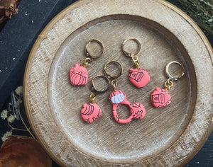Autumn Mickey Ears Sets  | PSL Pink & Black | Polymer Clay Stitch Markers |