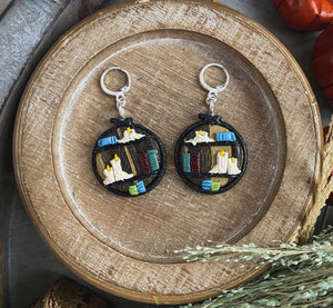 Large Cameo Earrings | Polymer Clay Stitch Marker Earrings |