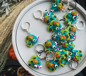 Halloween Charms | Zombie Mugs | Polymer Clay Stitch Markers |